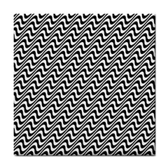 White Line Wave Black Pattern Tile Coasters by Pakrebo