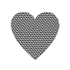 White Line Wave Black Pattern Heart Magnet by Pakrebo