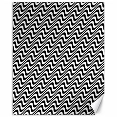 White Line Wave Black Pattern Canvas 11  X 14 