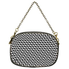 White Line Wave Black Pattern Chain Purse (two Sides) by Pakrebo