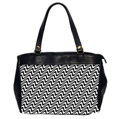 White Line Wave Black Pattern Oversize Office Handbag (2 Sides) by Pakrebo