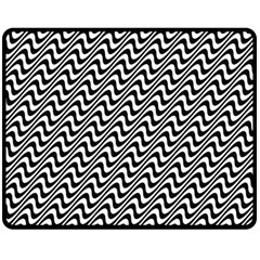 White Line Wave Black Pattern Double Sided Fleece Blanket (medium)  by Pakrebo