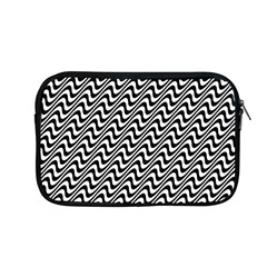 White Line Wave Black Pattern Apple Macbook Pro 13  Zipper Case by Pakrebo