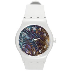 Fractal Art Artwork Globular Round Plastic Sport Watch (m)