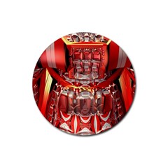 Mechanical Droid Mandelbulb Rubber Coaster (round)  by Pakrebo