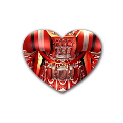 Mechanical Droid Mandelbulb Rubber Coaster (heart)  by Pakrebo