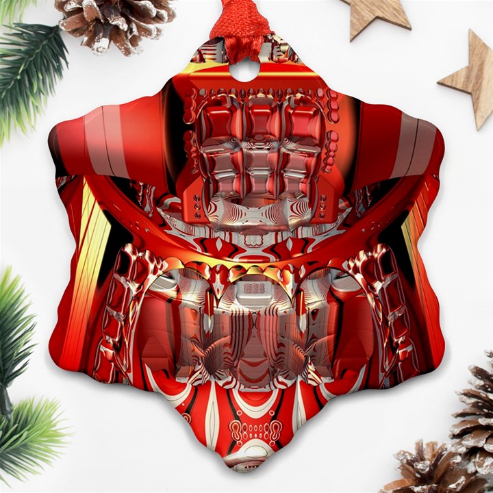 Mechanical Droid Mandelbulb Snowflake Ornament (Two Sides)