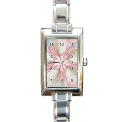 Pink Blue Flower Blossom Rose Rectangle Italian Charm Watch by Pakrebo