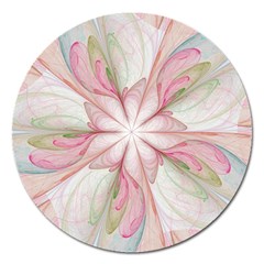 Pink Blue Flower Blossom Rose Magnet 5  (round) by Pakrebo