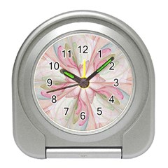 Pink Blue Flower Blossom Rose Travel Alarm Clock by Pakrebo