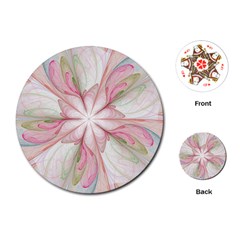 Pink Blue Flower Blossom Rose Playing Cards (round) by Pakrebo