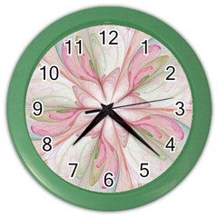 Pink Blue Flower Blossom Rose Color Wall Clock by Pakrebo