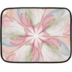 Pink Blue Flower Blossom Rose Fleece Blanket (mini) by Pakrebo