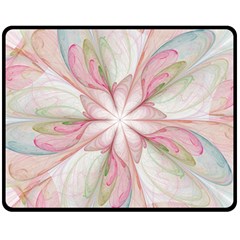 Pink Blue Flower Blossom Rose Fleece Blanket (medium)  by Pakrebo