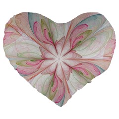 Pink Blue Flower Blossom Rose Large 19  Premium Heart Shape Cushions by Pakrebo