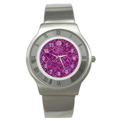 Purple Pattern Background Stainless Steel Watch by Pakrebo