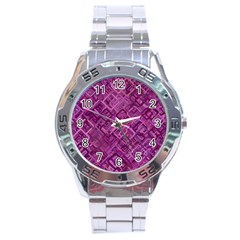 Purple Pattern Background Stainless Steel Analogue Watch by Pakrebo