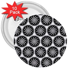 Pattern Swirl Spiral Repeating 3  Buttons (10 Pack)  by Pakrebo