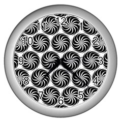 Pattern Swirl Spiral Repeating Wall Clock (silver) by Pakrebo