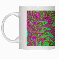 Fractal Art Neon Green Pink White Mugs by Pakrebo