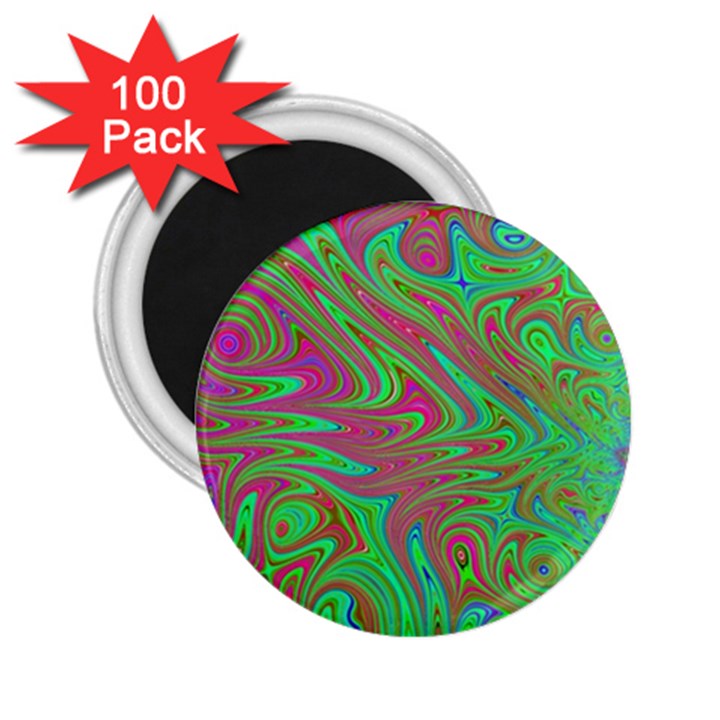 Fractal Art Neon Green Pink 2.25  Magnets (100 pack) 