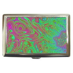 Fractal Art Neon Green Pink Cigarette Money Case by Pakrebo