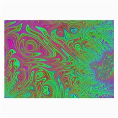 Fractal Art Neon Green Pink Large Glasses Cloth (2-side) by Pakrebo