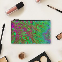 Fractal Art Neon Green Pink Cosmetic Bag (small) by Pakrebo