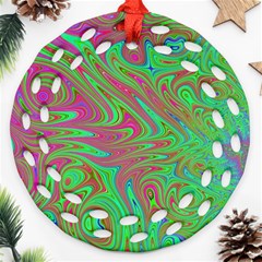 Fractal Art Neon Green Pink Ornament (round Filigree) by Pakrebo