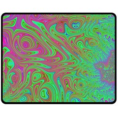 Fractal Art Neon Green Pink Double Sided Fleece Blanket (medium)  by Pakrebo