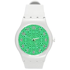 Triangle Background Pattern Round Plastic Sport Watch (m)