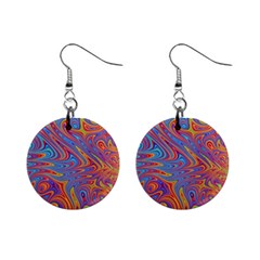 Fractal Psychedelic Fantasy Surreal Mini Button Earrings by Pakrebo