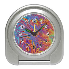 Fractal Psychedelic Fantasy Surreal Travel Alarm Clock by Pakrebo