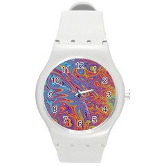 Fractal Psychedelic Fantasy Surreal Round Plastic Sport Watch (m)