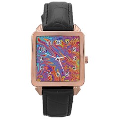 Fractal Psychedelic Fantasy Surreal Rose Gold Leather Watch 