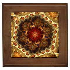 Dawn Day Fractal Sunny Gold Red Framed Tiles by Pakrebo