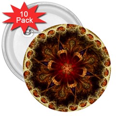 Dawn Day Fractal Sunny Gold Red 3  Buttons (10 Pack)  by Pakrebo