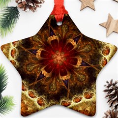 Dawn Day Fractal Sunny Gold Red Star Ornament (two Sides) by Pakrebo