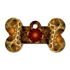 Dawn Day Fractal Sunny Gold Red Dog Tag Bone (one Side) by Pakrebo