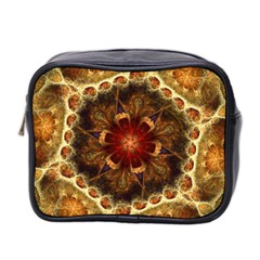 Dawn Day Fractal Sunny Gold Red Mini Toiletries Bag (two Sides) by Pakrebo