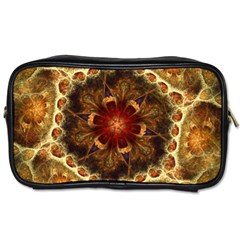 Dawn Day Fractal Sunny Gold Red Toiletries Bag (two Sides) by Pakrebo