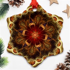 Dawn Day Fractal Sunny Gold Red Ornament (snowflake) by Pakrebo