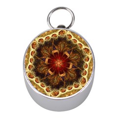 Dawn Day Fractal Sunny Gold Red Mini Silver Compasses by Pakrebo