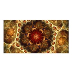 Dawn Day Fractal Sunny Gold Red Satin Shawl by Pakrebo