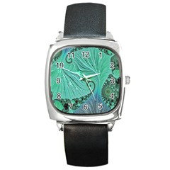 Fractal Artwork Fan Shape Art Square Metal Watch by Pakrebo