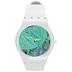 Fractal Artwork Fan Shape Art Round Plastic Sport Watch (m)