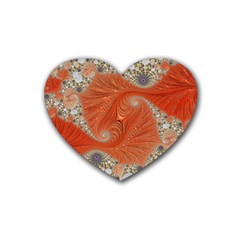 Fractal Art Artwork Pattern Fractal Rubber Coaster (heart)  by Pakrebo