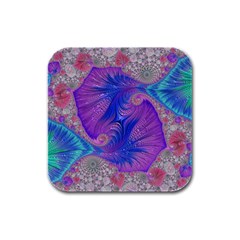 Fractal Artwork Art Design Rubber Square Coaster (4 Pack)  by Pakrebo