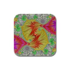 Fractal Artwork Fractal Artwork Rubber Square Coaster (4 Pack)  by Pakrebo