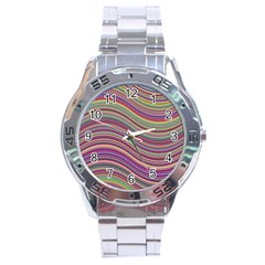 Wave Abstract Happy Background Stainless Steel Analogue Watch by Pakrebo